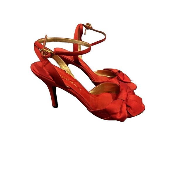 Michael Red High Heels Satin Bow Women’s 6 - Picture 2 of 5